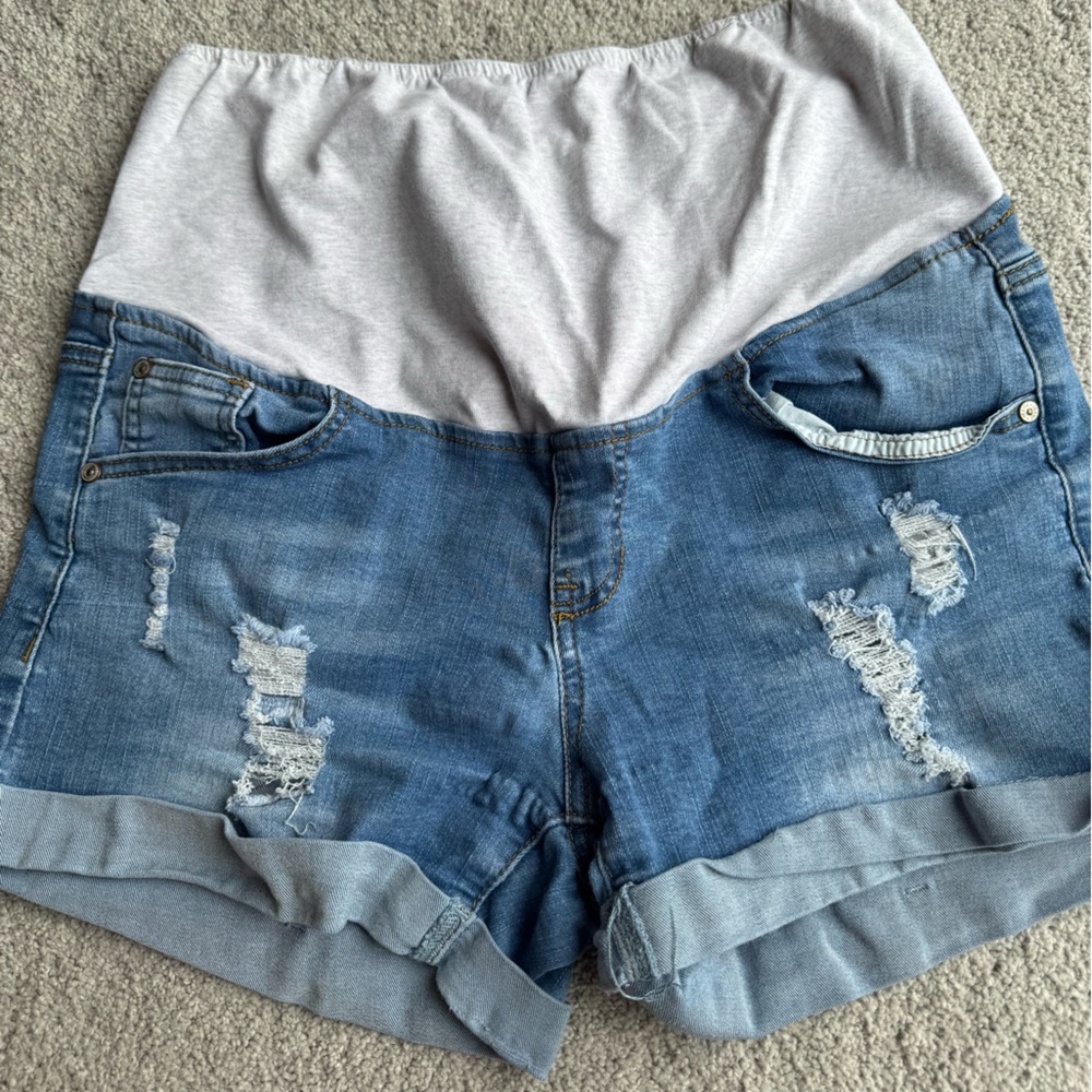 Denim Blue Women's Maternity Shorts